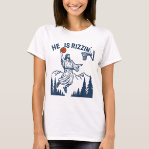 T-shirt Il Est Rizzin Pâques Drôle Bysketbyll Chrétien Rel