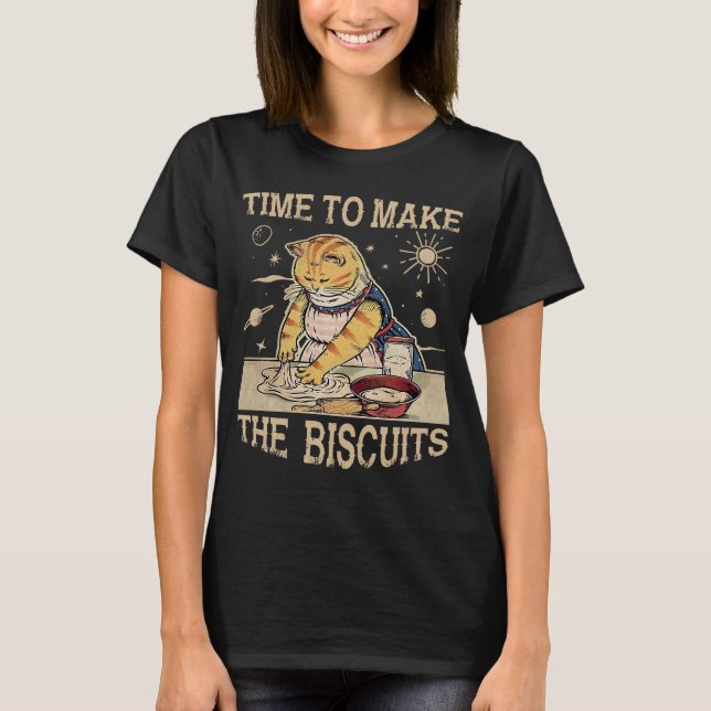 T-shirt Il Est Temps De Faire Des Biscuits Cute Chef Chat  (Devant)