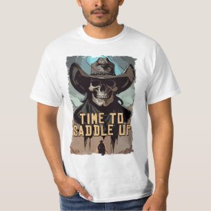 T-shirt Il Est Temps De S'Enchaîner Le Crâne Wild West Cow