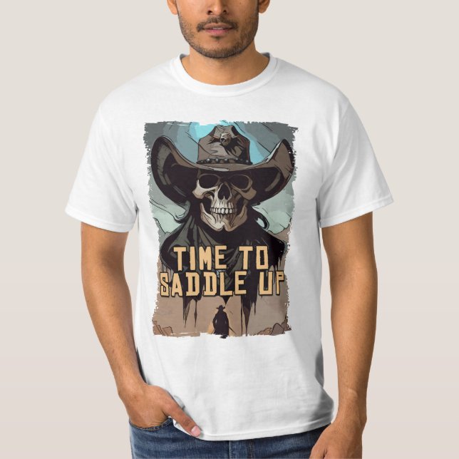 T-shirt Il Est Temps De S'Enchaîner Le Crâne Wild West Cow (Devant)