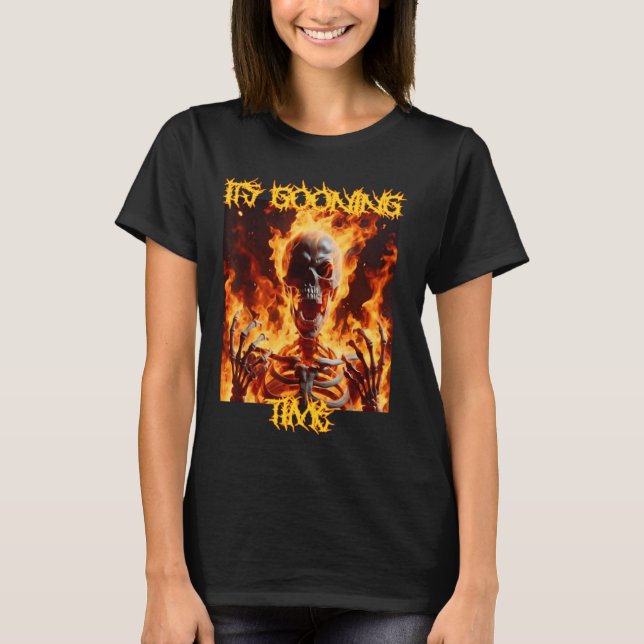 T-shirt Il est temps Drôle Cringe Dur Skeleton mème (Devant)