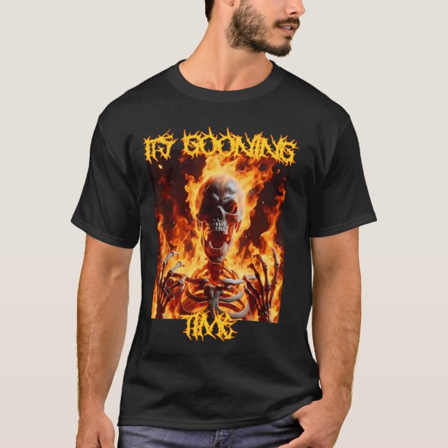 T-shirt Il est temps Drôle Cringe Dur Skeleton mème (Devant)
