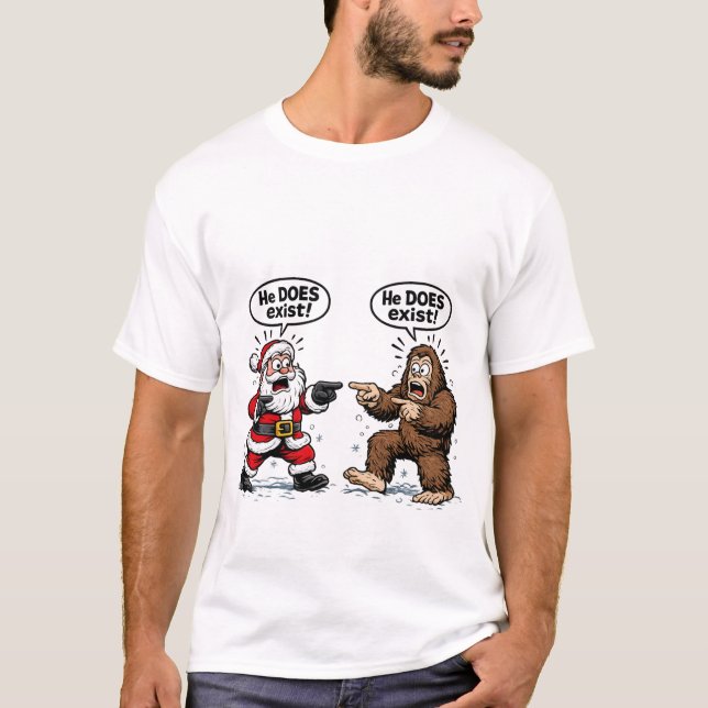 T-shirt Il existe vraiment! Santa & Bigfoot (Devant)