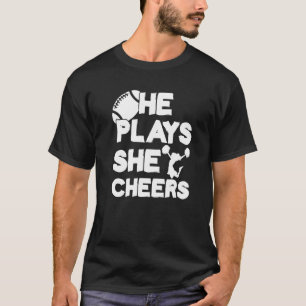 T-shirt Il Joue Elle Encourage Football Fils Cheerleader F
