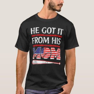 T-shirt Il L'A Obtenu De Sa Mère Maman De Baseball Mère Vi