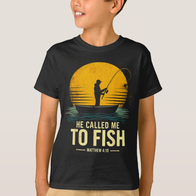 T-shirt Il m'a appelé à pêcher, Matthieu 4_19, Pêche basée (Devant)