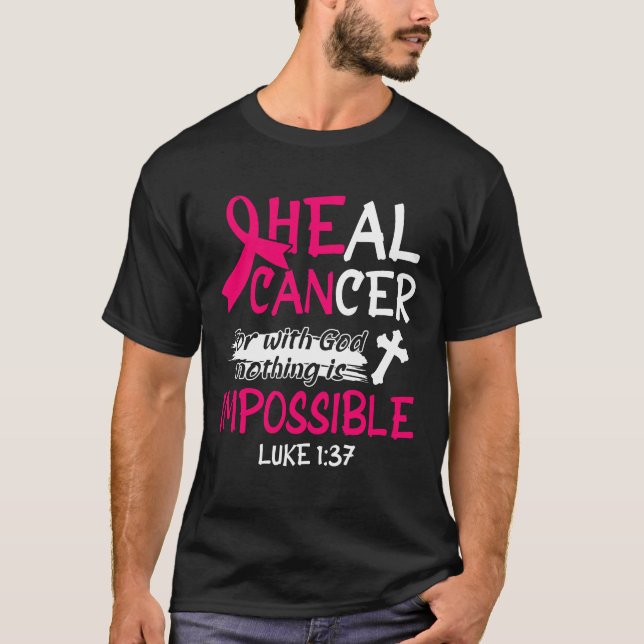 T-shirt Il peut guérir le cancer du sein Pink Ribbon Recov (Devant)