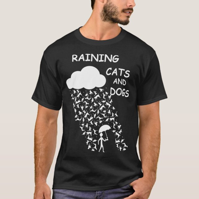 T-shirt Il pleut des chats et des chiens (Devant)