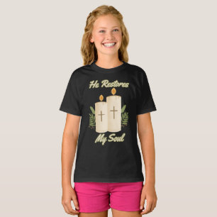 T-shirt Il rétablit mon âme Bible Citation de la fille