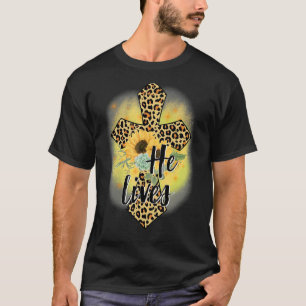 T-shirt Il Vit Fleurs de soleil Foi Jésus Croix Christian
