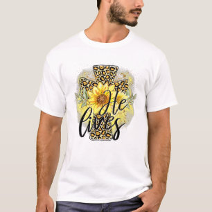 T-shirt Il vit Tournesols Foi Jésus