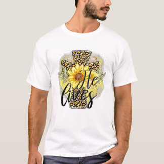 T-shirt Il vit Tournesols Foi Jésus