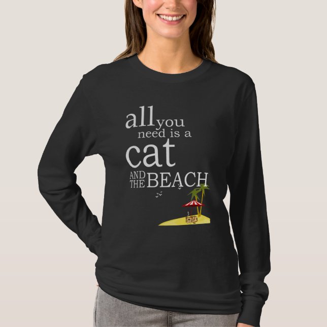 T-shirt Il Vous Suffit D'Un Chat Et D'Une Plage. (Devant)