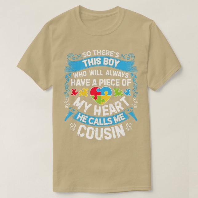 T-shirt Il Y A Ce Garçon Qu'Il M'Appelle Cousin Autism Awa (Design devant)