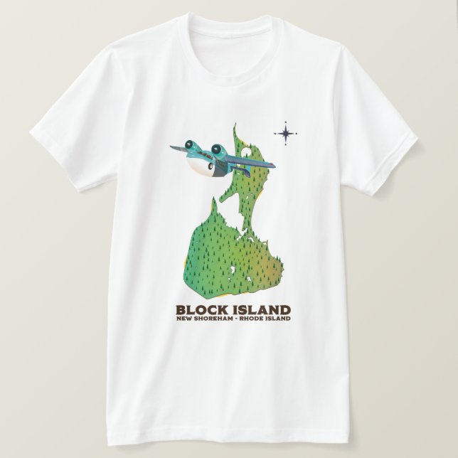 T-shirt île block New Shoreha, Rhode Island (Design devant)