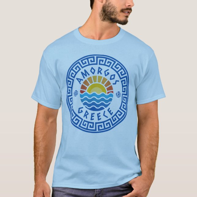 T-shirt Ile d'Amorgos, Grèce - Bleu clair (Devant)