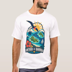 T-shirt île d'Antigua-et-Barbuda du milieu du sièc