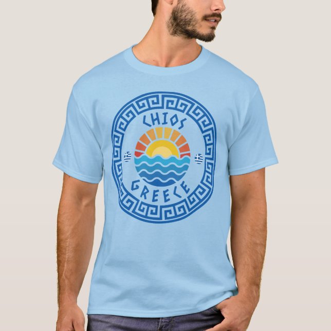 T-shirt Ile de Chios, Grèce - Bleu clair Hommes (Devant)