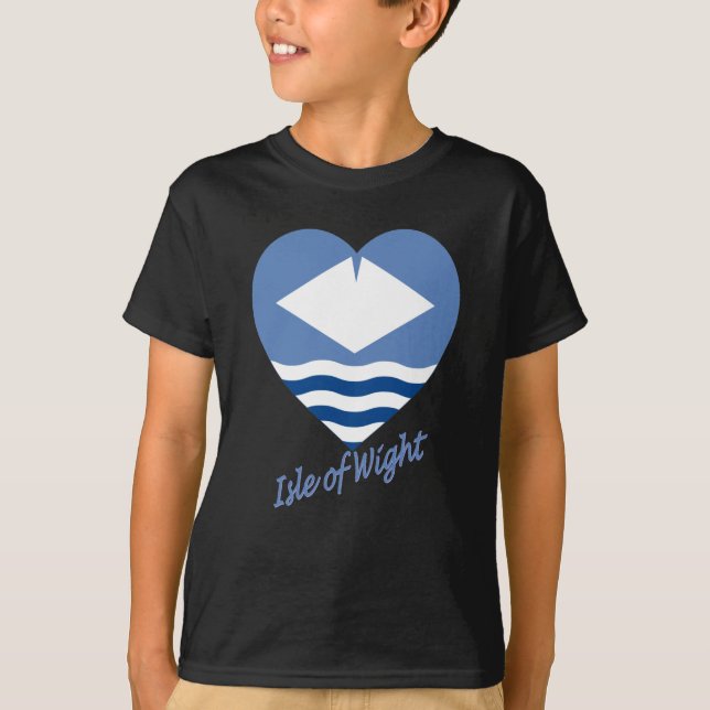 T-shirt Île de coeur de drapeau de Wight avec le nom (Devant)