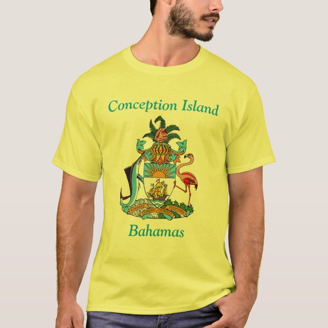 T-shirt Ile de Conception, Bahamas avec armoiries (Devant)