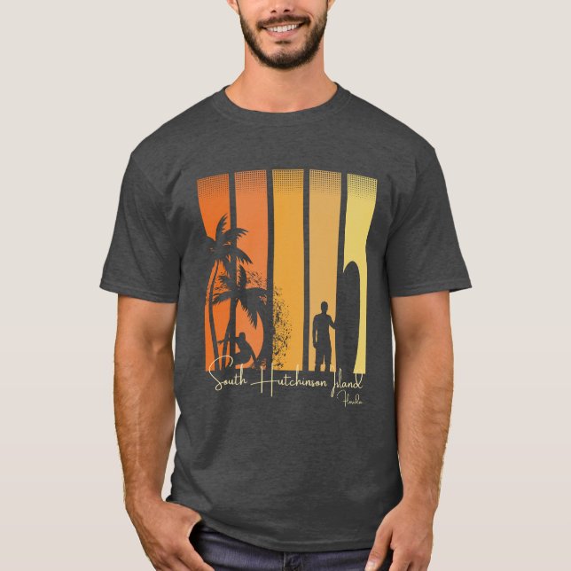 T-shirt île de South Hutchinson Floride Surf (Devant)