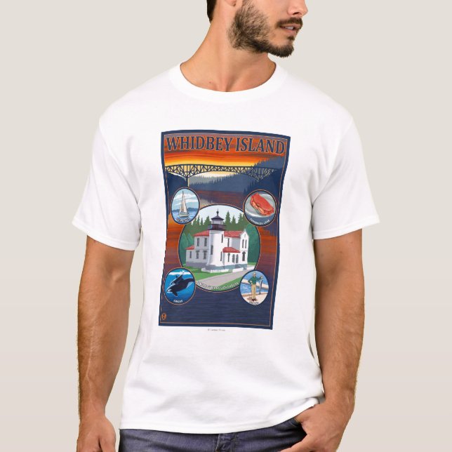 T-shirt Île de Whidbey, affiche de voyage de (Devant)