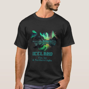 T-shirt Île des Aurores Boréales Nature Feu Glace Camping