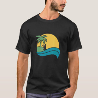 T-shirt Île du coucher de soleil Cool Cat