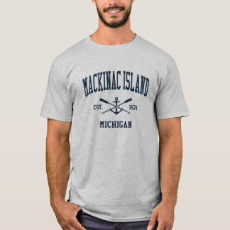 T-shirt Île Mackinac MI Marine Vintage Voitures croisées &