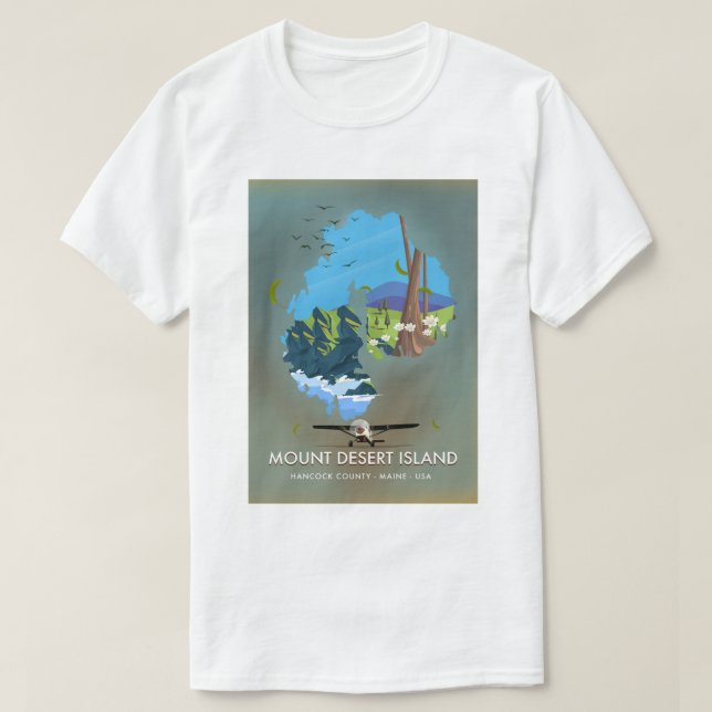 T-shirt Île Mount Desert, Comté de Hancock, Maine, États-U (Design devant)