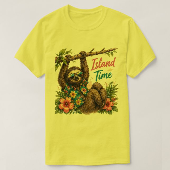 T-shirt 	Île Time Sloth Tropical Tee (Design devant)