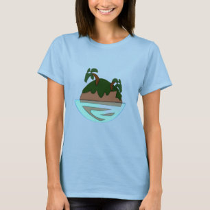 T-shirt Île tropicale de dessin animé minimaliste dans l'o