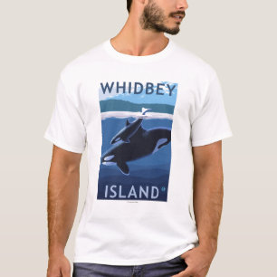 T-shirt Île, WashingtonOrca et veau de Whidbey