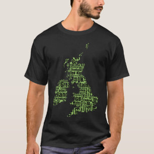 T-shirt Îles Britanniques typographiques - Vert et Noir.