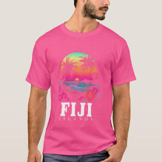 T-shirt Îles Fidji Hibiscus Fleurs Plage Surfer Souveni