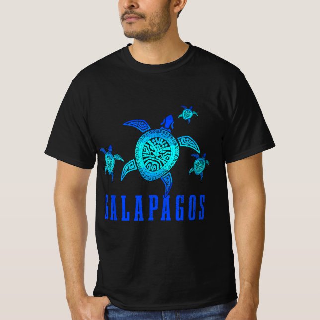 T-shirt Îles Galapagos Tortue de mer Motif tribal Scuba (Devant)