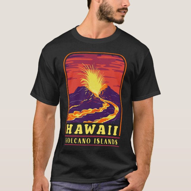 T-shirt Îles Souvenir Vintage Hawaii Volcano Îles (Devant)