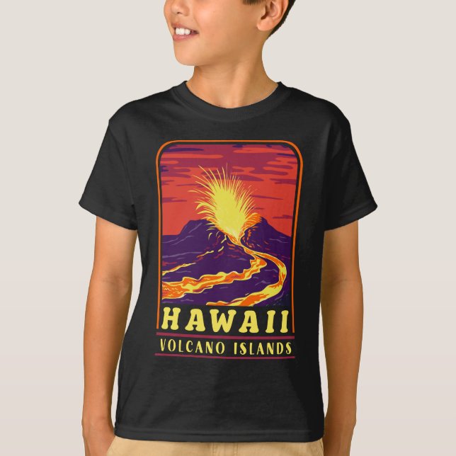 T-shirt Îles Souvenir Vintage Hawaii Volcano Îles (Devant)