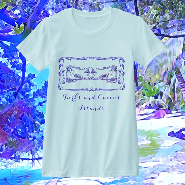 T-shirt Îles Turks et Caïques Joli sirènes Art déco (Créateur téléchargé)
