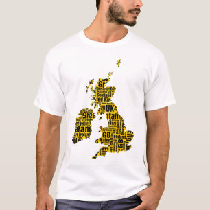 T-shirt Îles typographiques britanniques - Ambre et Noir.