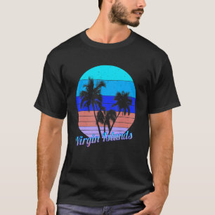 T-shirt Îles Vierges Palmiers tropicaux Rétro Vacances