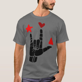 T-shirt ILL signe des formes rouges ASL Sign Language Desi