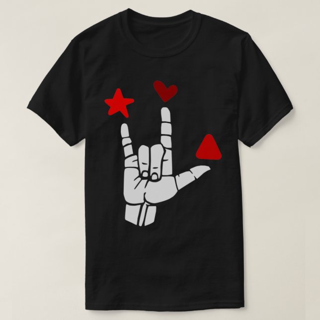 T-shirt ILL signe des formes rouges ASL Signal Language De (Design devant)