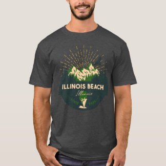 T-shirt Illinois Beach IL State Park Green Retro Camping g