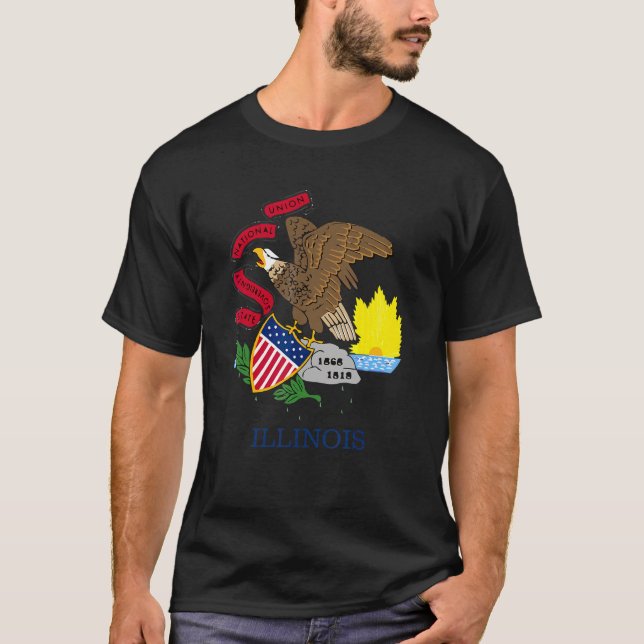 T-shirt Illinois Drapeau Etat Style Vintage (Devant)