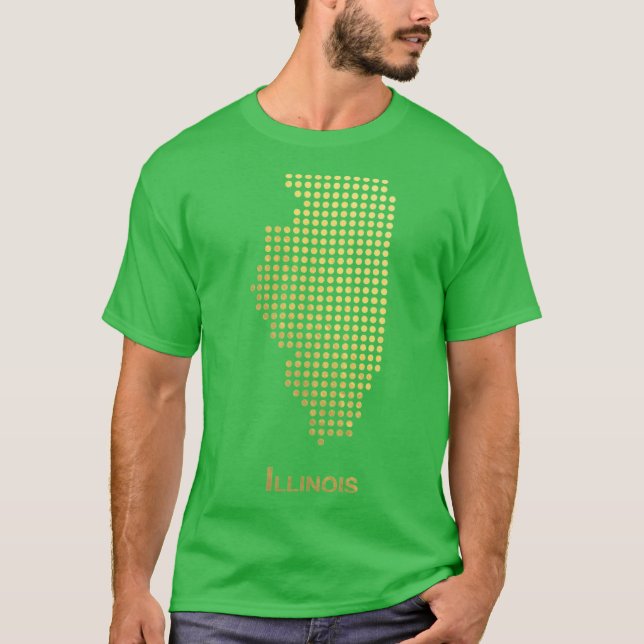 T-shirt Illinois Gold Dotted Map (Devant)