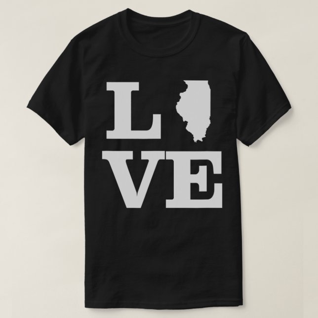T-shirt Illinois Love Design State Outline Illinois Home (Design devant)
