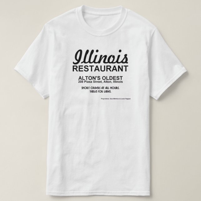 T-shirt Illinois Restaurant, Alton, IL (Design devant)