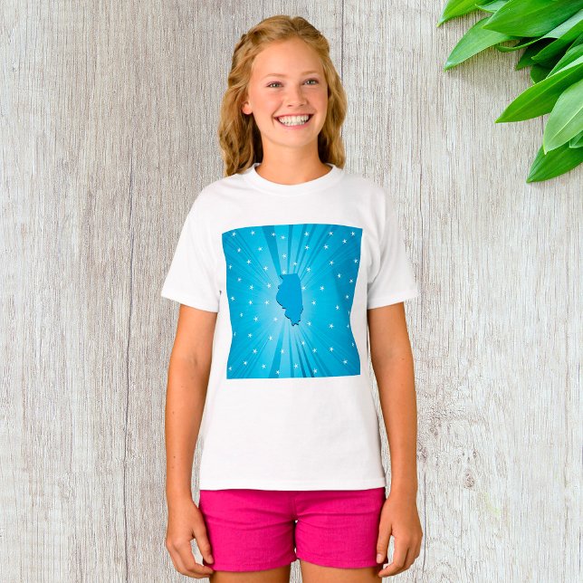 T-shirt Illinois silhouette étoile bleu explosion (Créateur téléchargé)