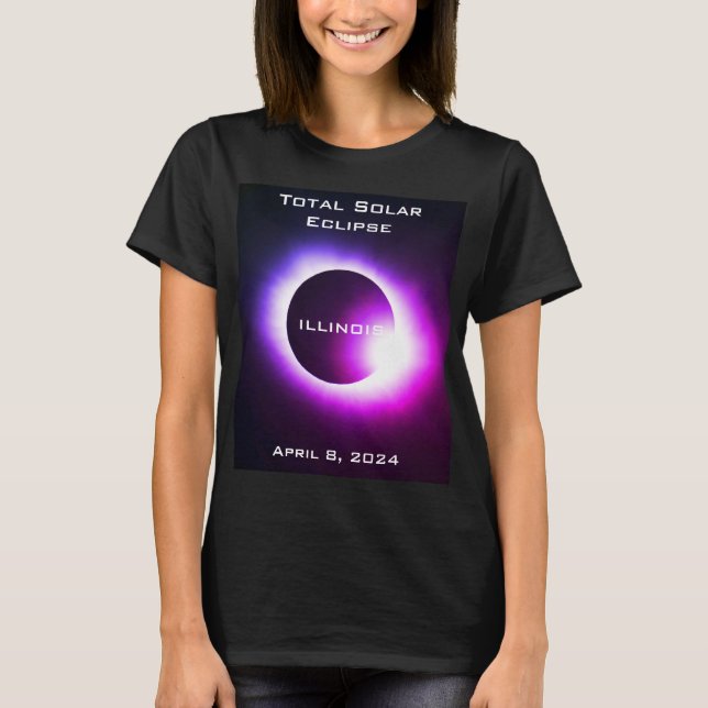 T-shirt ILLINOIS Total éclipse solaire 8 avril 2024 (Devant)